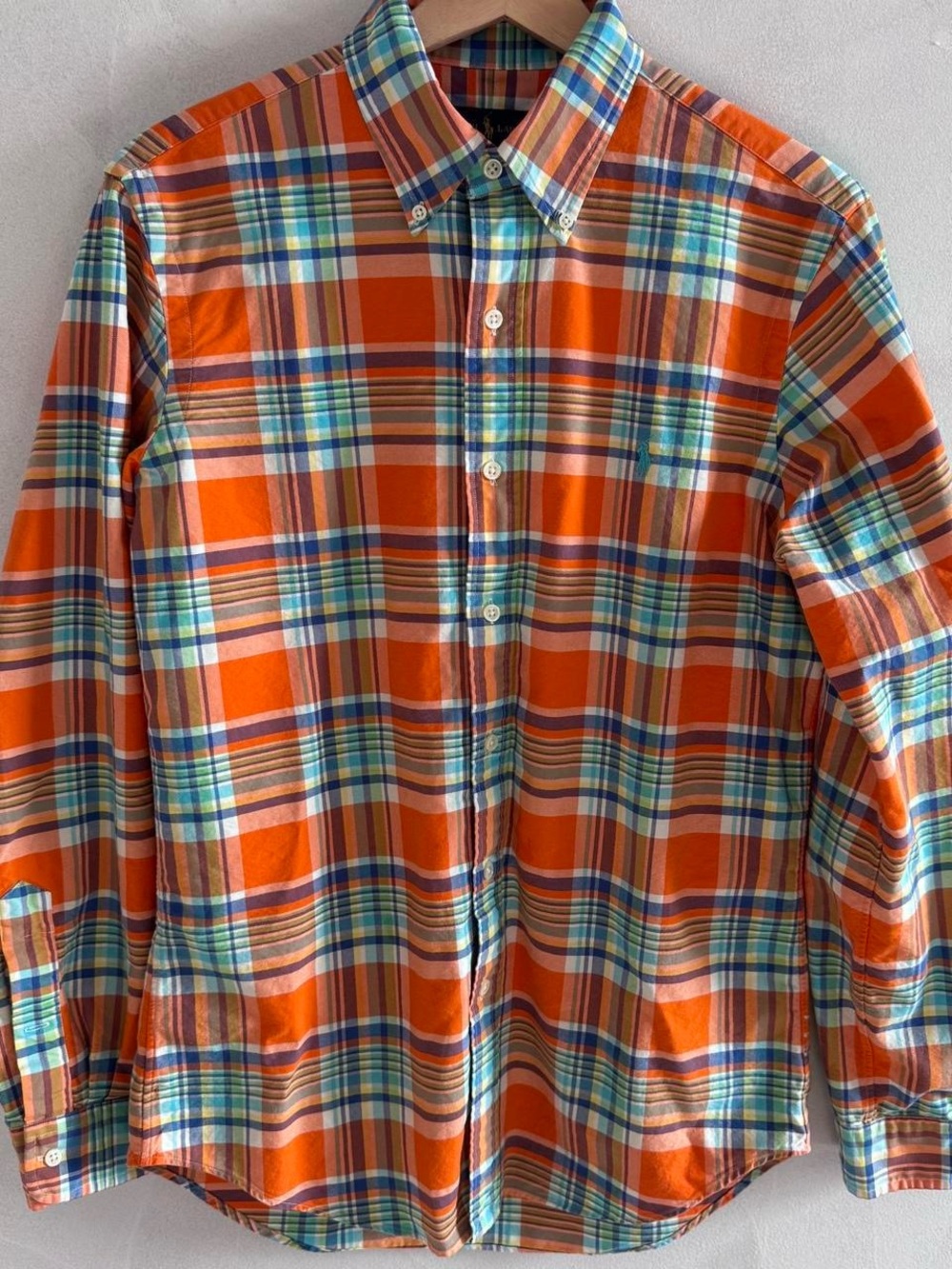 Ralph Lauren - Men's Orange Plaid Button-Down Shirt - Size S